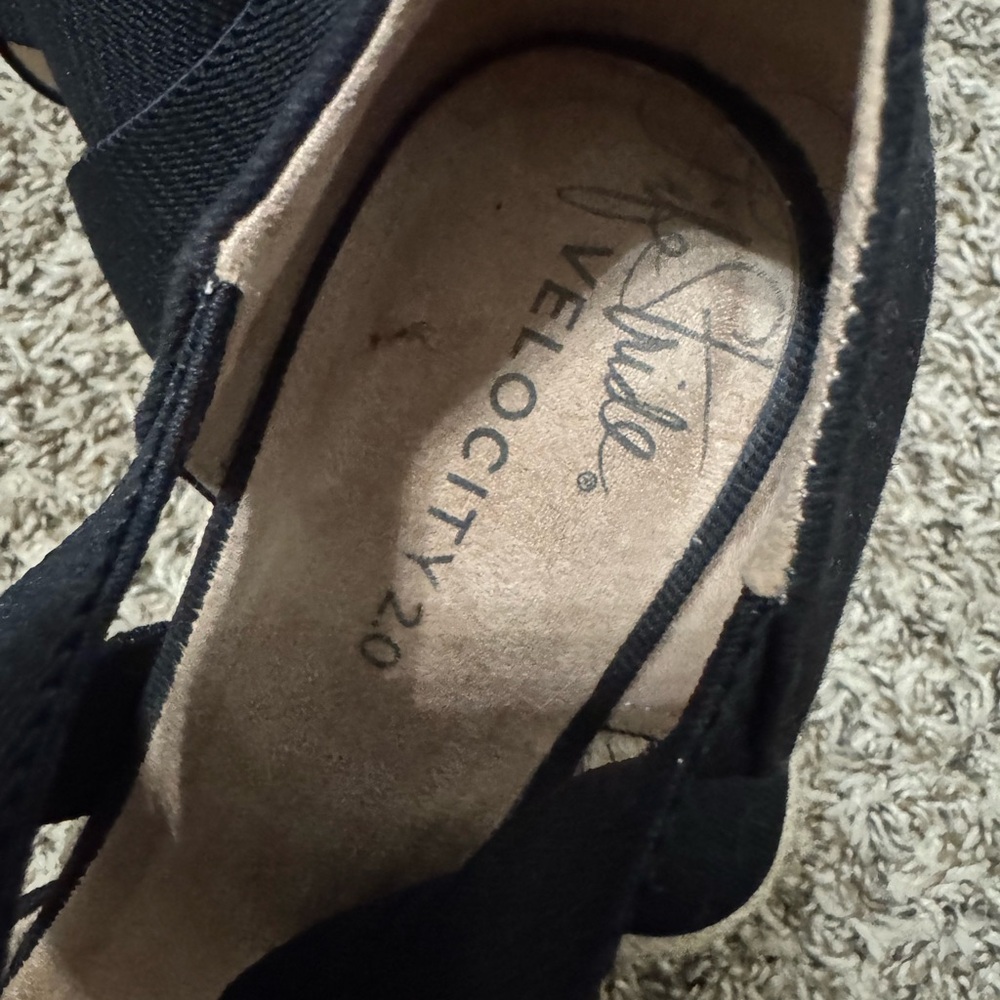 Velocity Black Espadrille Wedge Sandals - Picture 2 of 5